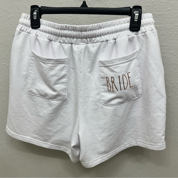 Rae Dunn “BRIDE” Drawstring Shorts Lounge Sweatshorts Bachelorette Honeymoon - Picture 4 of 9